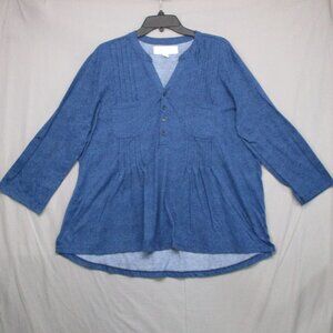 French Laundry Henley Button Tunic Top Blue Women Size | XL